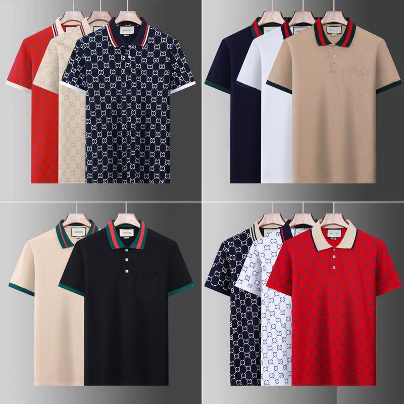 Correct Version of g's 2025 New Summer European Station Men's Lapel Pique Cotton Fashion Embroidered Short-Sleeved Polo Shirt