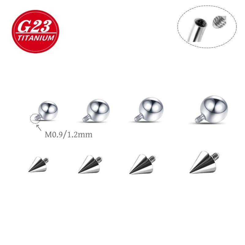 G23 Titanium Lip Nail External Tooth Ball Pointed Cone Eyebrow Nail Replacement Head F136 Titanium Alloy DIY Piercing Jewelry Accessories Earrings