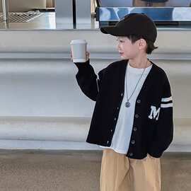 男童休闲2026年春秋毛衣新款洋气时髦春款儿童韩范早秋字母针织衫