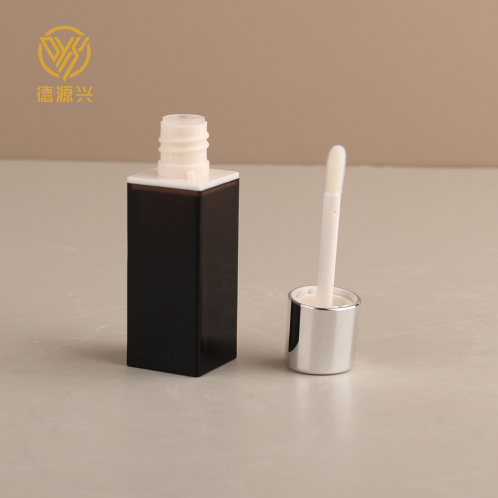 黑色方形电镀盖唇釉管3ml唇蜜唇彩唇泥塑料空管分装管口红包材