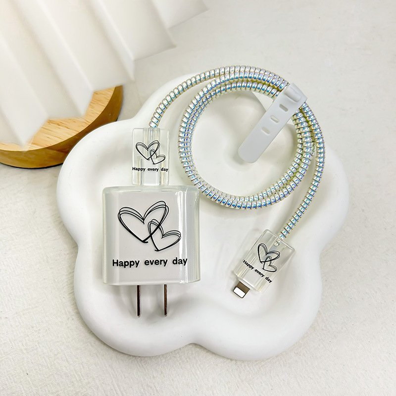 Funda protectora transparente para cargador Apple de 20/18W, protector de cabezal de carga, protector de cable para cable de datos 16/15, vida útil.