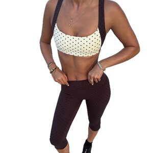 AYM038641 European and American foreign trade cross-border yoga set with printed polka dots, high elasticity, quick-drying, shockproof sport