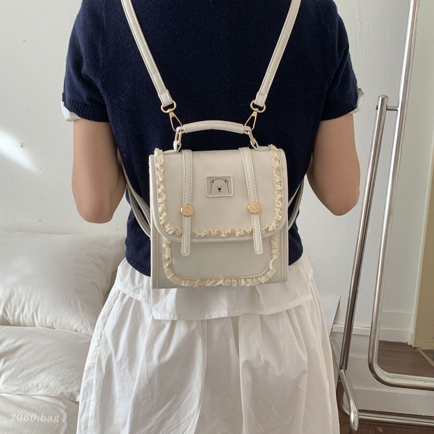 Mochila de encaje nuevo estilo de estilo universitario de moda moda de encaje de viaje de la mochila de chicas 2026 clase