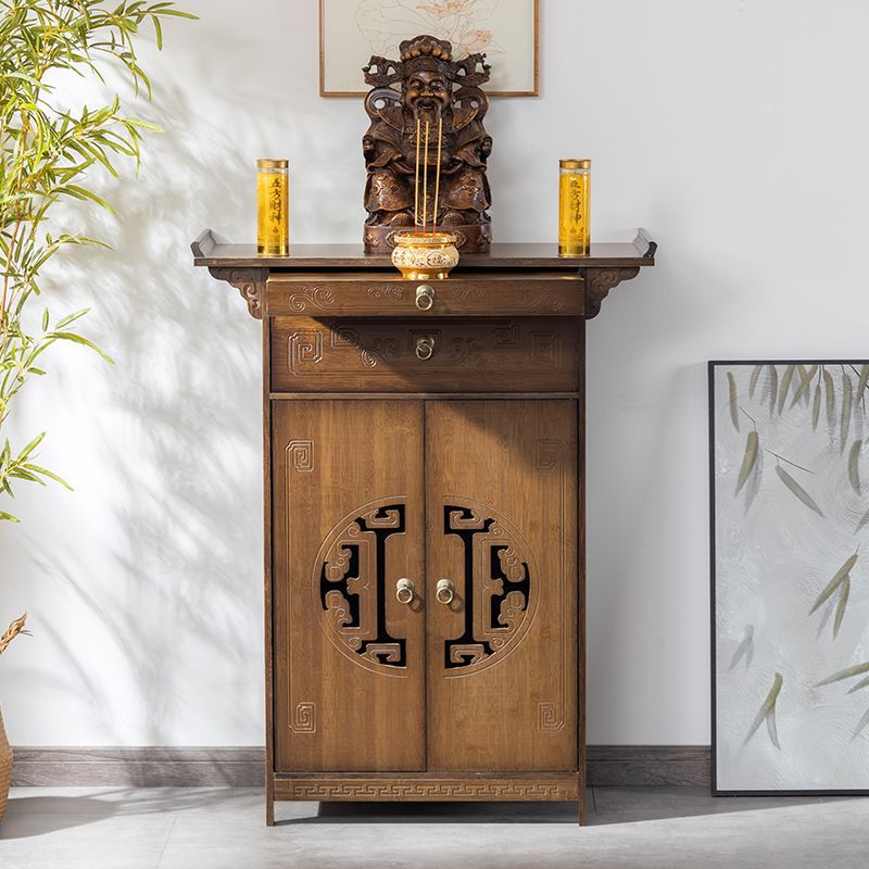 Altar with Elevated Offering Table, Household God of Wealth Cabinet, Guanyin Offering Table, Buddhist Niche, New Chinese-Style Standing Cabinet with Doors, Buddhist Table
