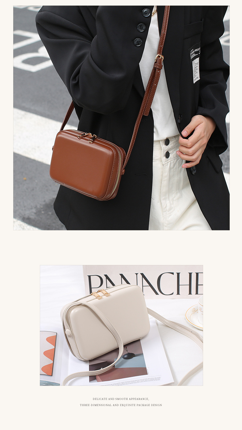 High end commuting small square niche design, ins texture, versatile diagonal cross bag, solid color, simple and_voghion.com