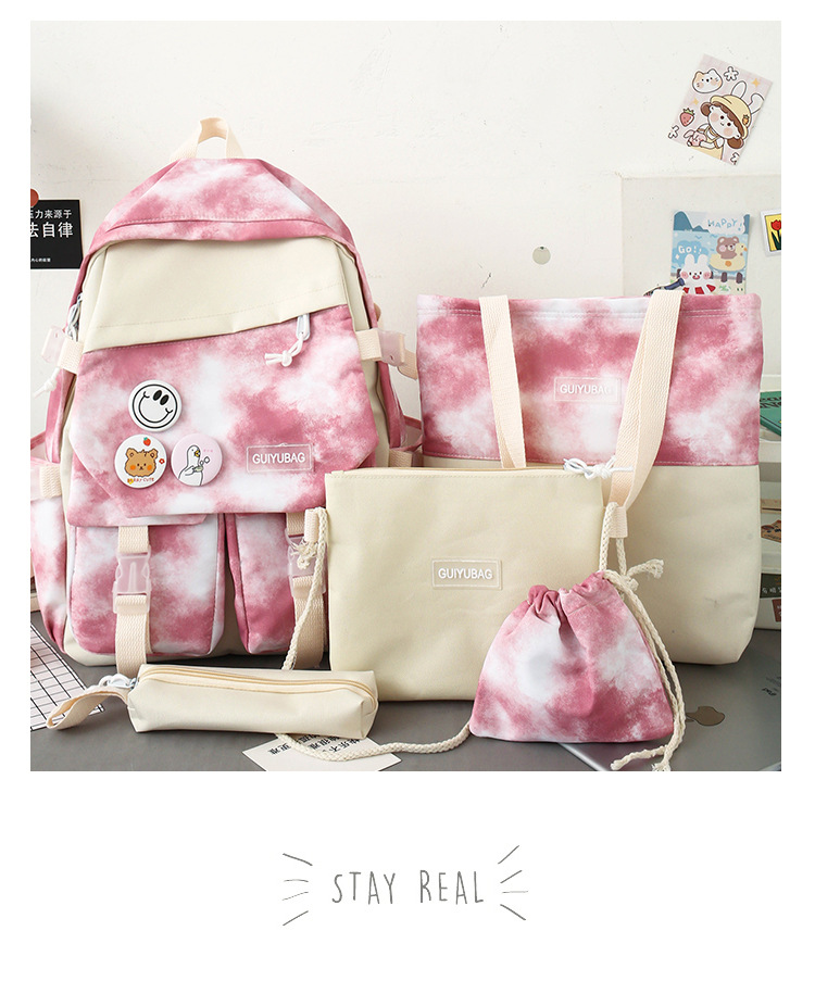 Fashion Tie-dye Large Capacity Canvas Bag Five-piece Set Wholesale Nihaojewelry display picture 24