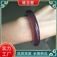 厂家批发 巴西帝王紫玉髓玉髓圆条手镯 紫玉髓玉石镯子