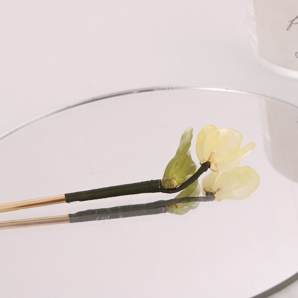 Zhao Lusi mismo estilo Tulip horquilla hembra estilo antiguo cabeza de bola horquilla accesorios para el cabello Hanfu accesorios simples palillos diarios