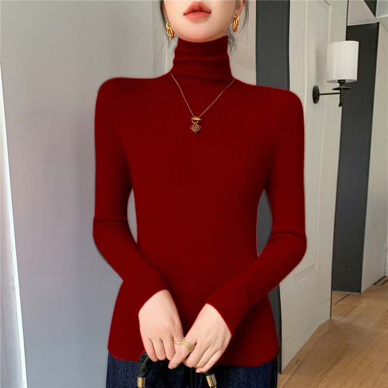 无缝一线成衣高领毛衣女25秋冬款内搭针织衫修身长袖安迪绒打底衫|undefined
