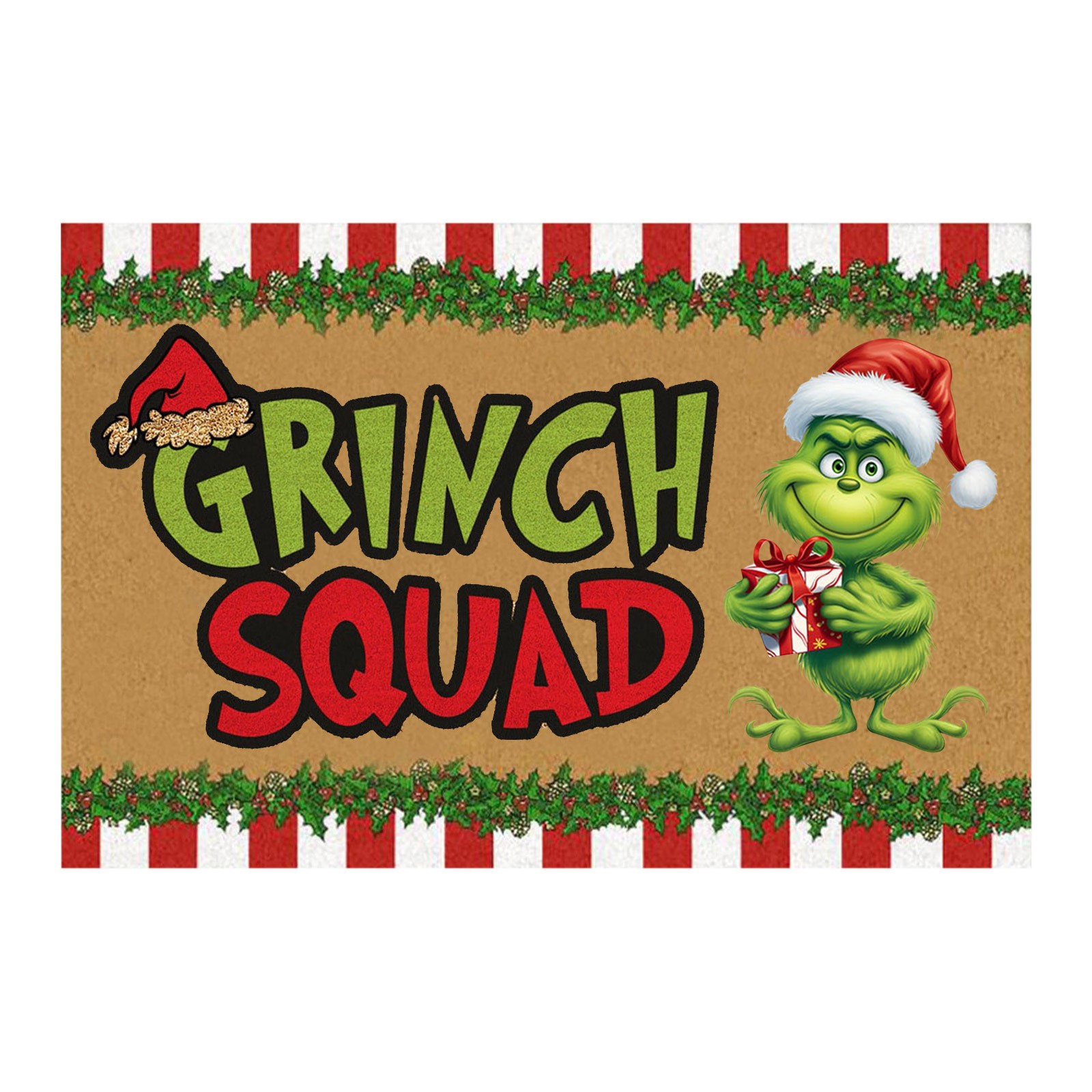 En stock Grinch alfombra del piso transfronterizo alfombra de Navidad alfombra de puerta de vacaciones verde payaso alfombra del piso