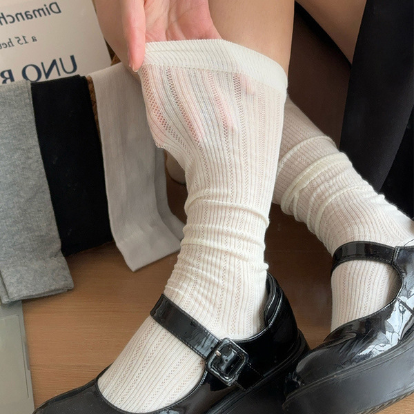 Ballet style socks for women in summer thin white stacked socks Miu…
