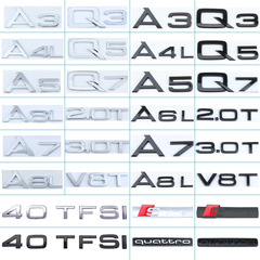 Suitable for Audi a6l a4l rear logo black fender side logo four-wheel drive center grille tail logo modification