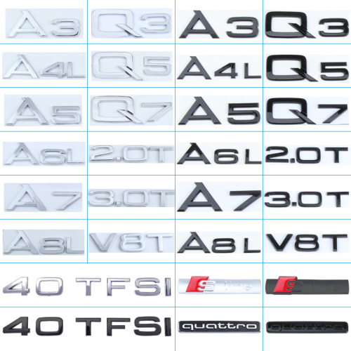 Suitable for Audi a6l a4l rear logo black fender side logo four-wheel drive center grille tail logo modification