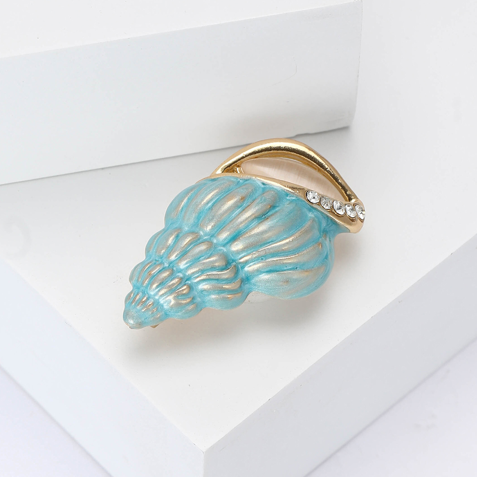 Cross-border New Creative Alloy Enamel Conch Brooch Exquisite Fashion Women's Suit Cardigan Corsage Jewelry Pin