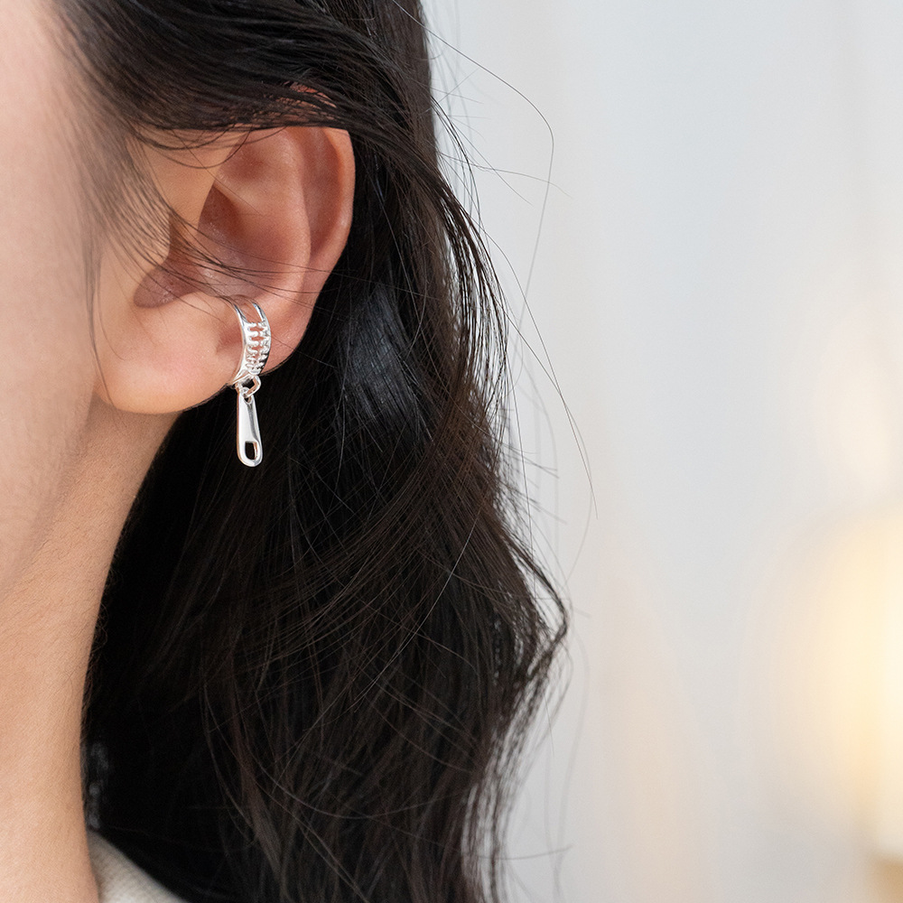 Eloch S925 plata esterlina moda cremallera nicho de diseño de orejas de hueso de orejas joyas de orejas mujeres M05358