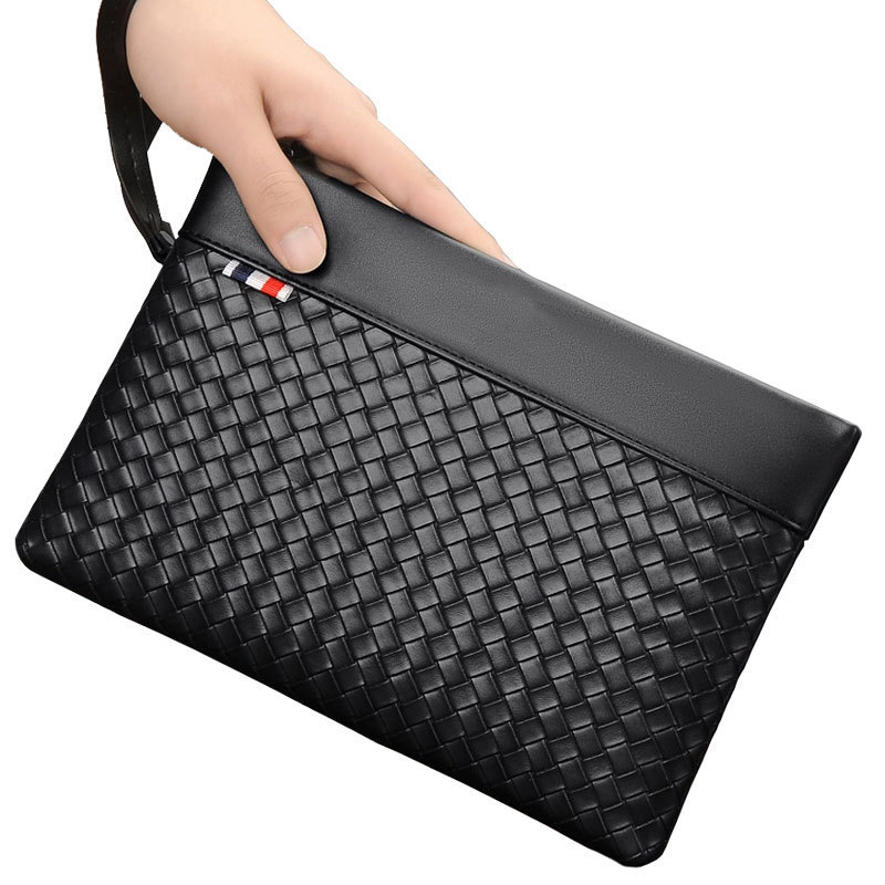 Handbag Fashion Brand Men's Clutch Bag Large Capacity Casual Business Clutch Bag Leather Woven Luxury Clamp Bag