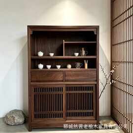 新中式老榆木博古架多宝阁茶室茶具收藏架复古实木古董瓷器展示架