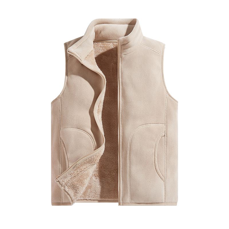 Chaleco polar reversible y grueso para otoño e invierno, chaleco de trabajo polar para hombre para exteriores con impresión de logotipo personalizado