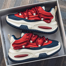 2024秋冬男士厚底增高老爹鞋潮学生皮面休闲运动鞋百搭气垫男鞋子