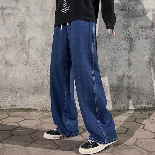 Blue jeans for men, Instagram trendy brand, spring and autumn retro washed straight-leg loose wide-leg pants for men, casual long pants