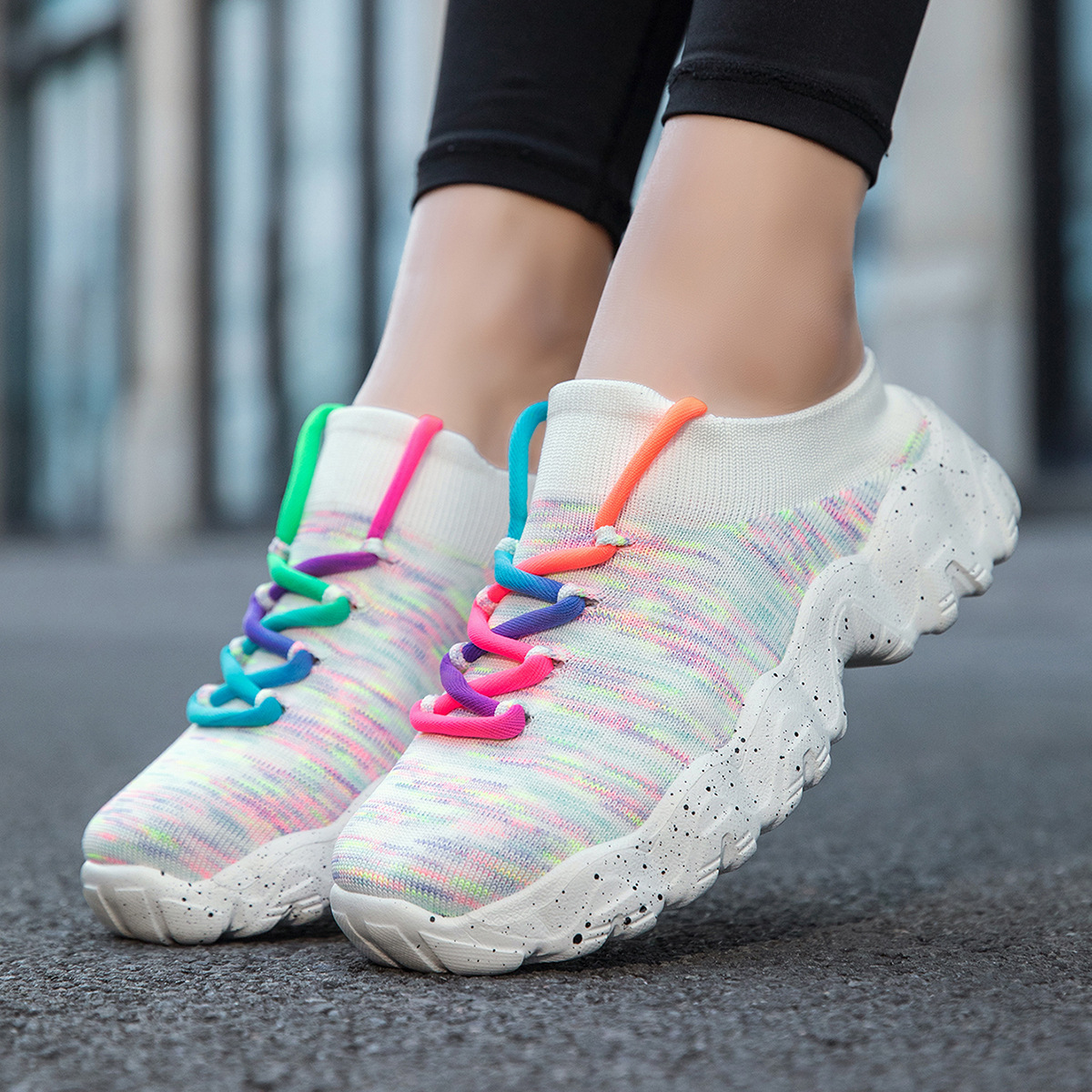 Summer Cross-border Large-size Versatile Fly-knit Breathable Lightweight Sports Casual Couples Outdoor Walking_vogvips.com
