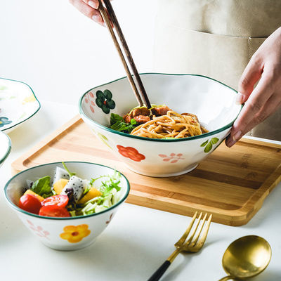 Hats Bowl Japanese Hand drawn Pastoral wind household single Having dinner Large Soup bowl fresh Salad One piece On behalf of