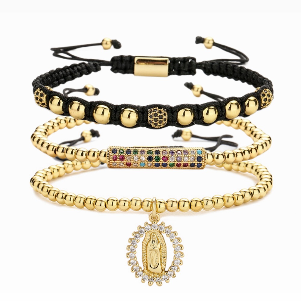 Simple Style Round Copper Pearl Inlay Zircon Bracelets 1 Piece