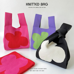 Amazon eBay Korean version cute flower knitting shoulder bag handbag versatile personal large capacity tote bag trendy