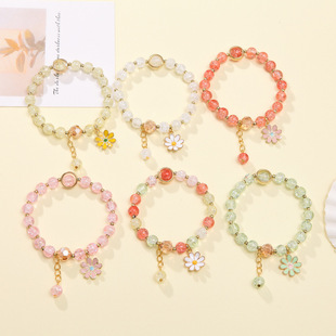 New Style Popcorn Crystal Bracelet Daisy Women's Korean-style Jewelry Sun Flower Girlfriend Student Bracelet Jewelry Ins