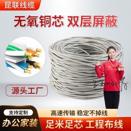 Cat5E Oxygen-Free Copper Category 5E Network Cable 305m Network Cable Broadband Peo Power Supply for Home Engineering Use