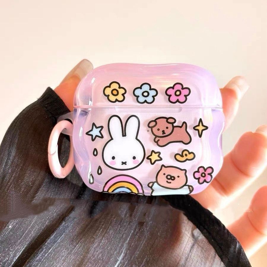 Cute flores Miffy conejo para airpodspro1 generación 2 generación 3 generación 4 generación Apple Bluetooth auriculares cubierta protectora