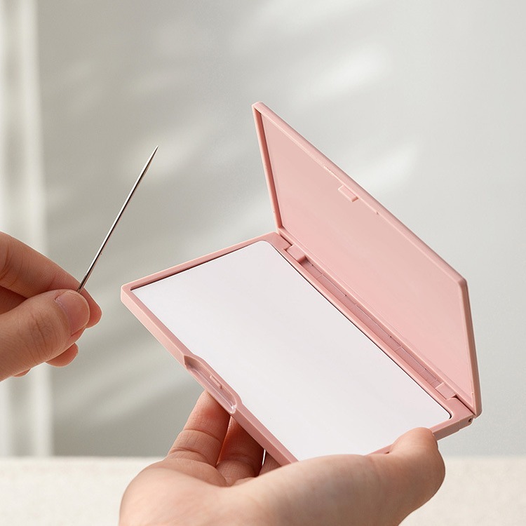 Caja de agujas para agujas de sutura magnéticas rosadas, caja de herramientas portátiles de cuero para agujas de sutura magnéticas domésticas di-i