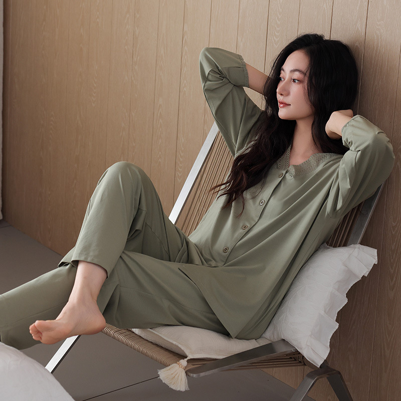 Women's Spring and Autumn Modal Cotton Pajamas, Thin, Casual, Soft, Skin-Friendly, High-Quality, Loose-Fitting Homewear Set for Mothers Women's Spring and Autumn Modal Cotton Pajamas, Thin, Casual, Soft, Skin-Friendly, High-Quality, Loose-Fitting Homewear Set for Mothers