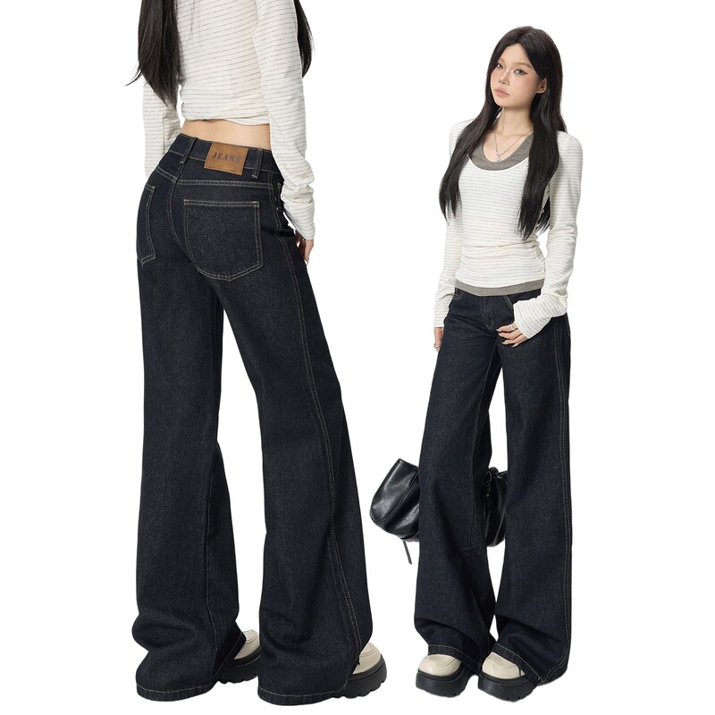 American retro low-waist flared jeans for women, slim fit, drapey, slimming, versatile, supports drop shipping