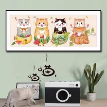 四方招财猫十字绣2024新款大幅客厅动物猫咪十字绣一件代发