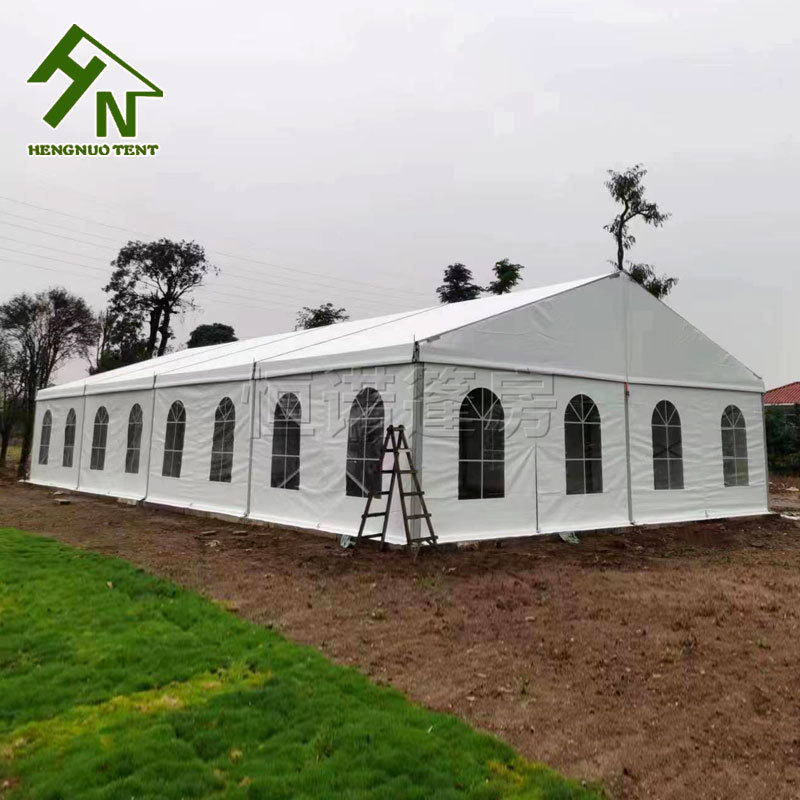 餐厅帐篷佛山南海户外餐饮篷房10米跨 度20米长 铝合金人字顶帐蓬