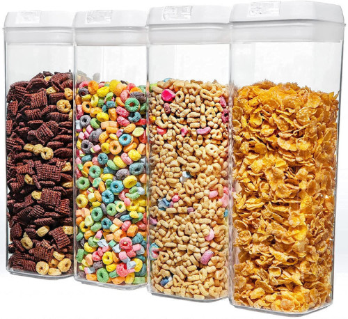 Whole Grain Pasta Nut Box Food Moisture Proof Transparent Storage Jar Square 1.9L Four-Piece Set