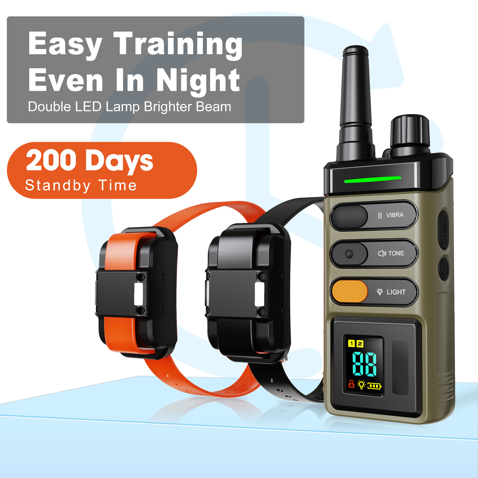 Professional training anti-barking dog training device color screen 1600 meters cross-border high light dog training electric shock stop barking dog collar