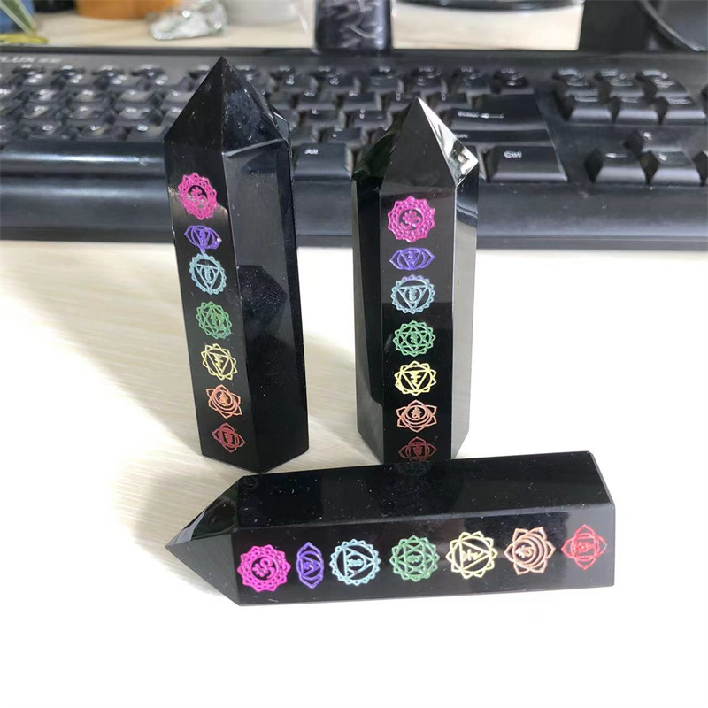 黑曜石七脉轮柱 (2)