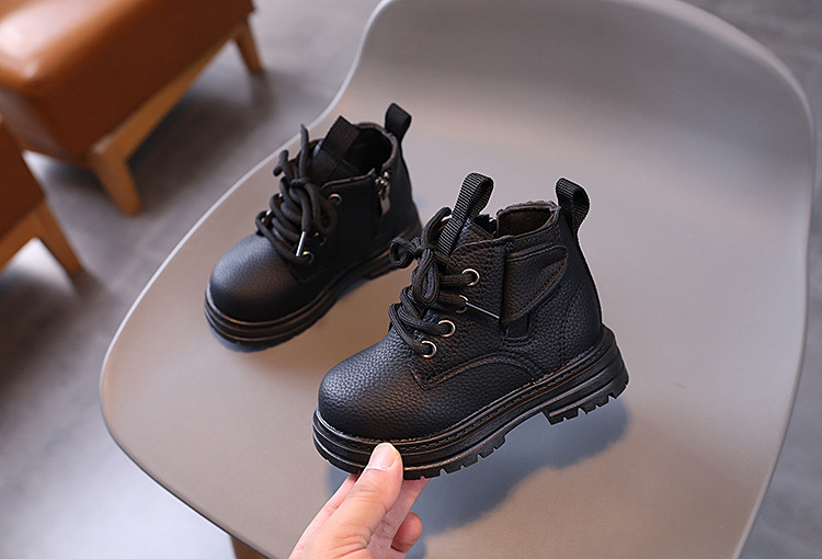 Botas curtas britânicas para meninos e meninas, primavera 2024, sapatos antiderrapantes com sola macia para bebês_voghion.com
