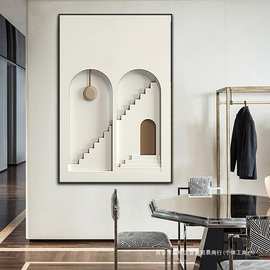 现代简约高级感极简玄关装饰画餐厅大气立体感意式客厅挂画白色
