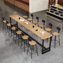 实木吧台桌商用家用阳台靠墙窄桌子长条桌奶茶店酒吧高脚桌椅组合