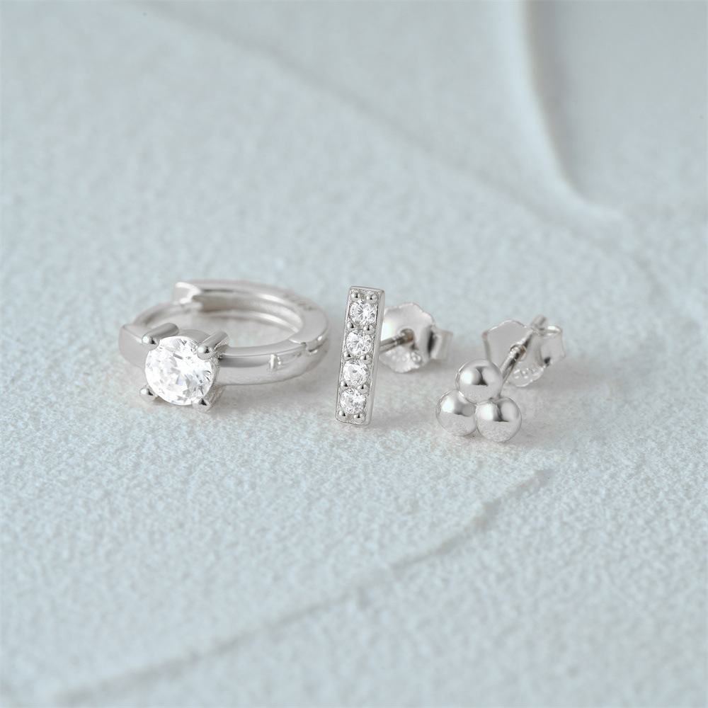 3g Weight Hoop Earrings, Ear Studs Classification 1 Set Quantity Daily Occasion 925 Sterling Silver Material Star, Butterfly Pattern Women's Gender Plating Design Simple Style Style 1 Set 925 Sterling Silver Star Butterfly Hoop Earrings Ear Studs 39