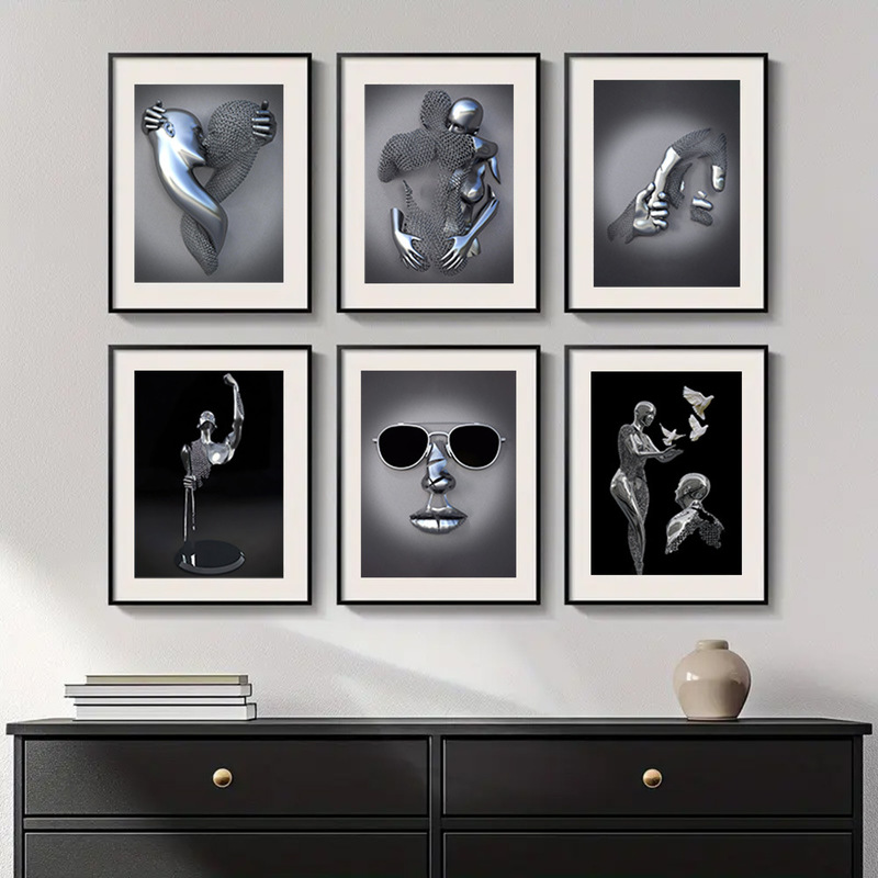 跨境速卖通 亚马逊 TEMU金属人物情侣雕像艺术装饰画客厅餐厅挂画|undefined