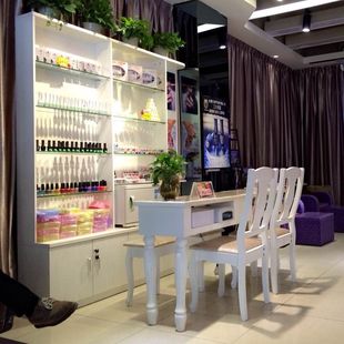 Nail Cosmetics Store Wooden Display Cabinet Hair Care and Skin Care Products Counter Storage Grids Department Store Storage Shelves