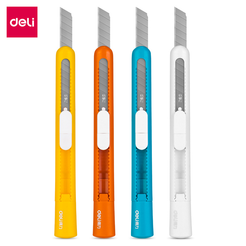 得力2025小号美工刀可爱糖果色便携切纸刀学生手工课裁刀颜色随机