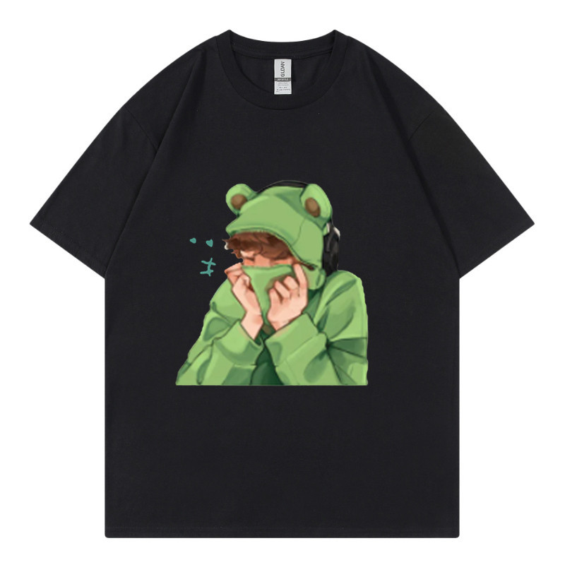 Άνοιξη και καλοκαίρι, ανδρικό και γυναικείο casual φαρδύ μπλουζάκι με κοντομάνικο σχέδιο και στάμπα με κινούμενα σχέδια και χαριτωμένα κατοικίδια_voghion.com