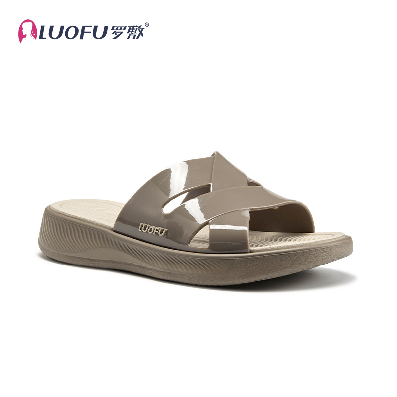 Luoshu2025 nuevas zapatillas de base suave antideslizante para damas interiores y exteriores de fondo grueso para el hogar de moda no olor a los pies resistentes al desgaste
