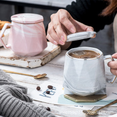 创意陶瓷马克杯高颜值男女简约咖啡杯带盖伴手礼水杯陶瓷杯厂家批