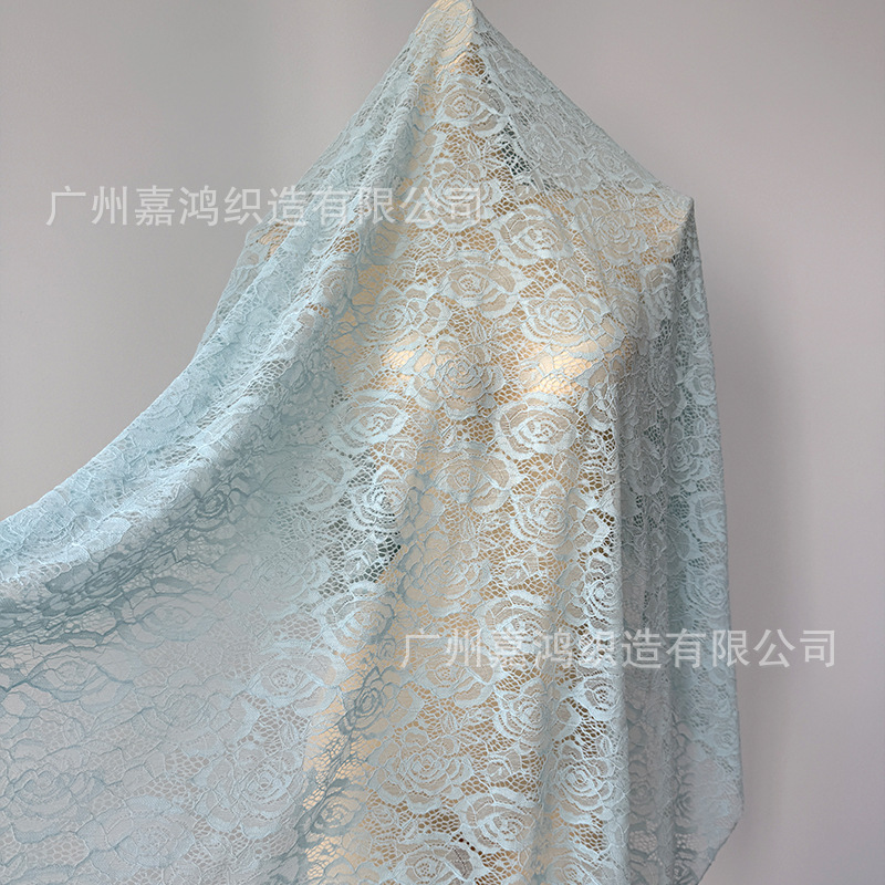 Tejido de encaje elástico de poliamonio 2026 tela de ropa de mujer para hacer falda, vestido, blusa, tela